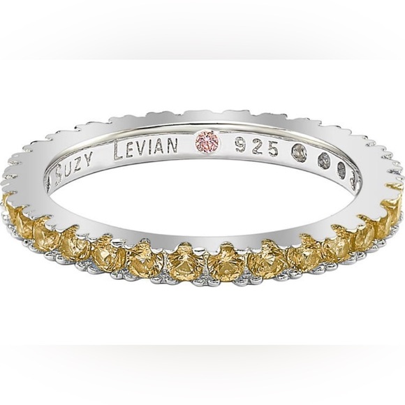 Suzy Levian Sterling Silver Yellow CZ Eternity Band Ring Size 5 NWT - Picture 2 of 7